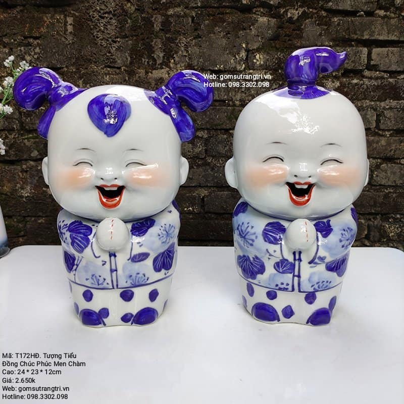 TƯỢNG TIỂU ĐỒNG CHÚC PHÚC MEN CHÀM